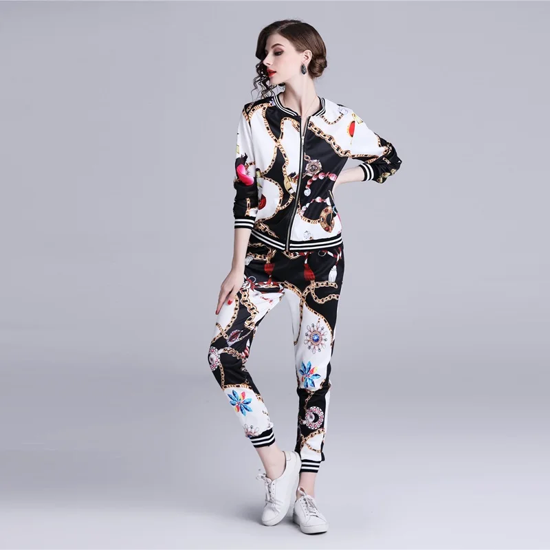 Весна Осень 2019 женские толстовки с принтом для подиума Harajuku спортивные костюмы