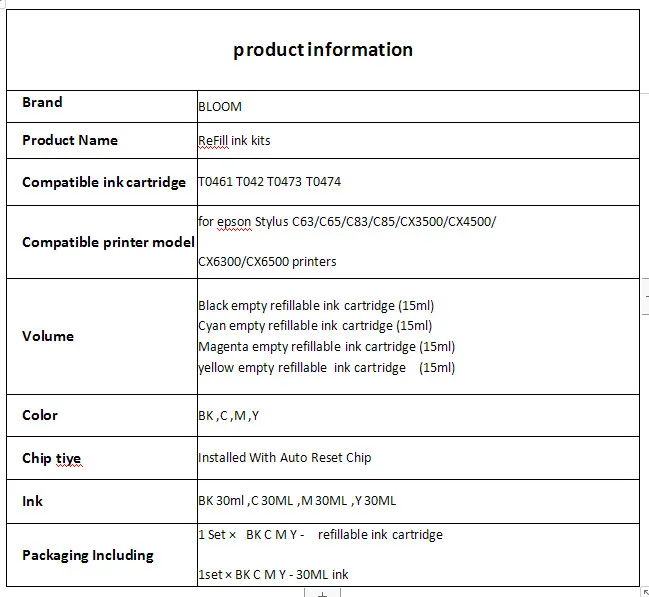 Комплект чернил для EPSON T0461-T0474 чернильный картридж для EPSON Stylus C63 C65 C83 C85 CX3500 CX4500 CX6300 CX6500 принтер