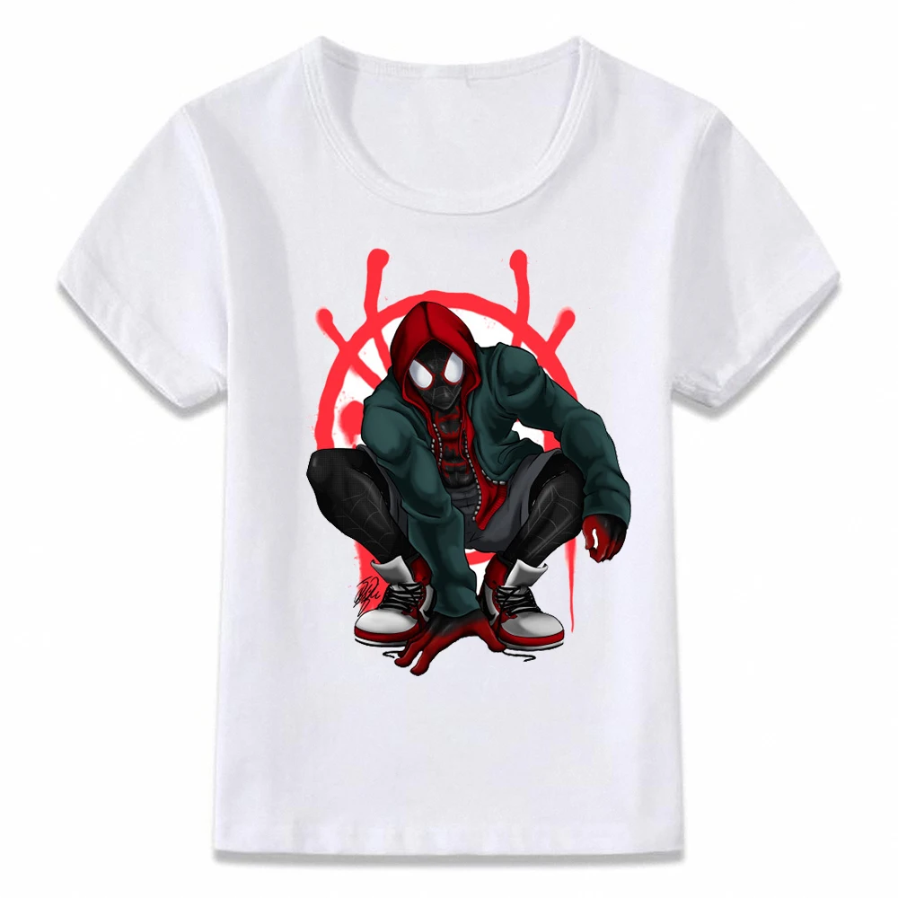 Детская одежда футболка Miles Morales футболка Человек-паук для мальчиков и девочек, футболки для малышей