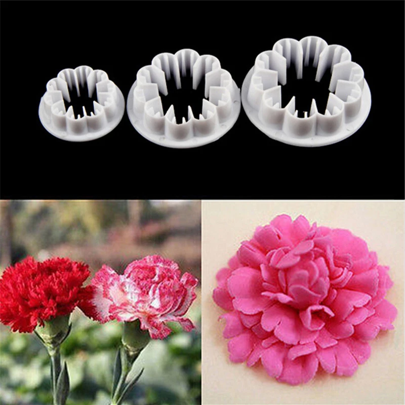 

3Pcs/Set Blossom Carnation Flower Sugarcraft Gum Paste Kitchen Accessories Cutter Plunger Fondant Cake Decorating Tools