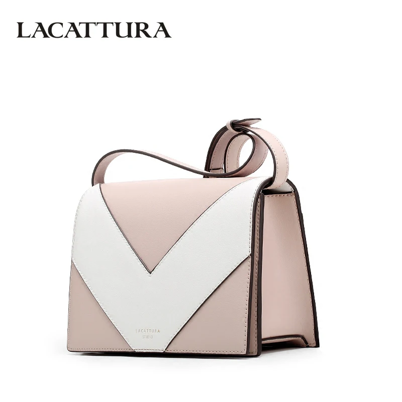 

LACATTURA 2018 Women Messenger Bags Patchwork Color Split Leather Designer Handbag Flap Clutch Shoulder Bag Crossbody for Womens