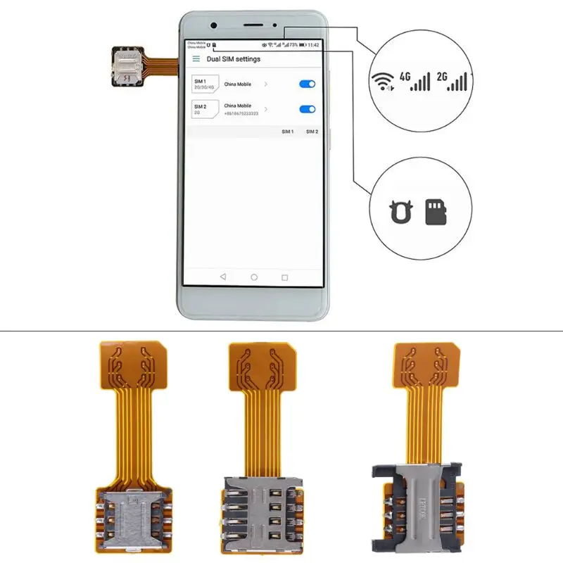 Гибридный двойной адаптер Micro SD для VKworld Mix Plus S8 Santin Dante Centric P1 N1 MAX без логотипа две
