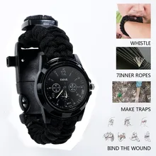 Походные инструменты для отдыха на природе часы для выживания компас термометр спасательный канат Паракорд Браслет Оборудование Инструменты Наборы