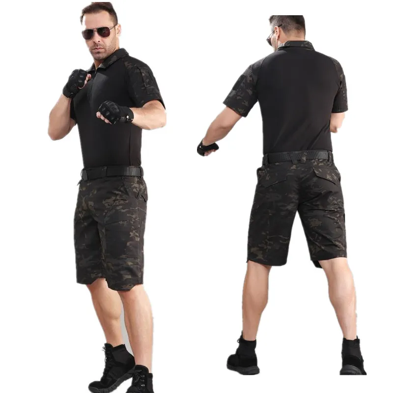 Summer Militar Waterproof Tactical Cargo Shorts Men Camouflage Army Military Short Male Pockets Cotton Rip-stop Casual Shorts