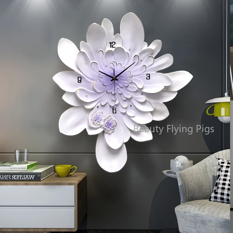 

Nordic style home wall clock modern living room clock creative embossed mute clock restaurant bedroom decoration wall hanging