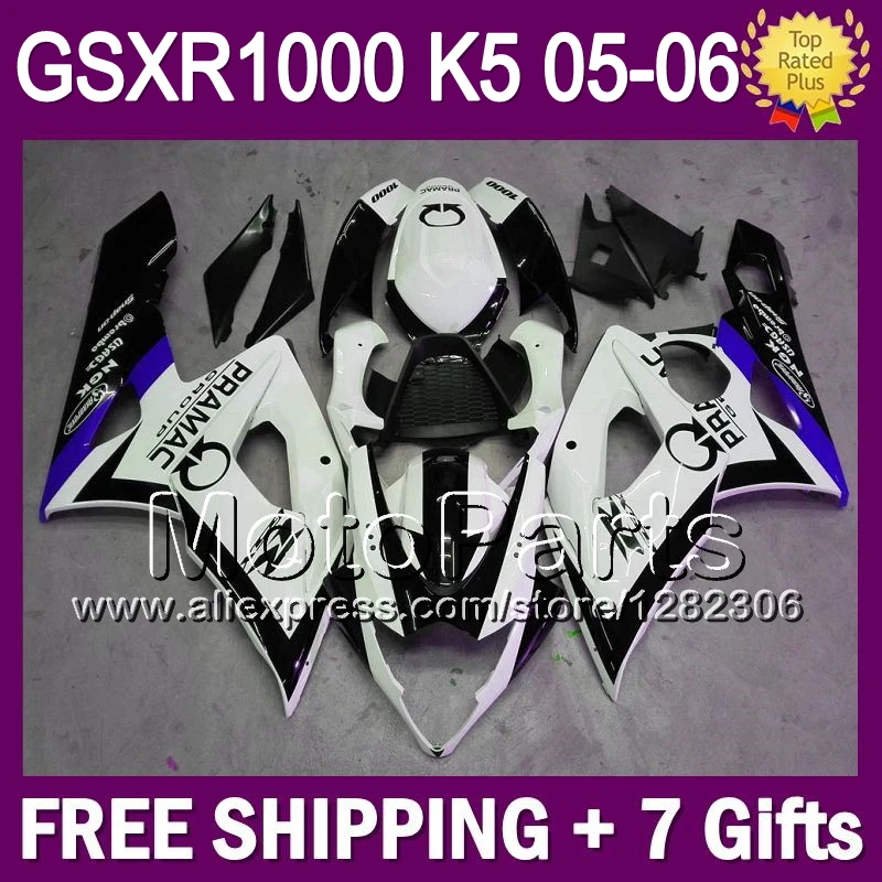 7 подарок + Для SUZUKI GSX R1000 05 06 K5 GSX-R1000 PRAMAC 88T327 GSXR 1000 05-06 GSXR1000 GSXR-1000 черный белый 2005 2006