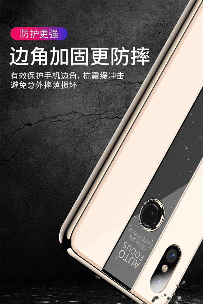 For Xiaomi MI 9 Case Luxury Plated TPU Edge Painted Glass Cover (5)