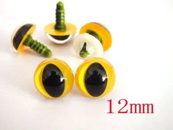 

100pcs 12 mm Safety Eyes Cat For Toys come with washers - yellow
