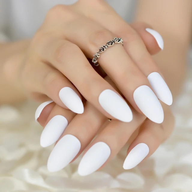 White Almond Nails - Lemon8 Search