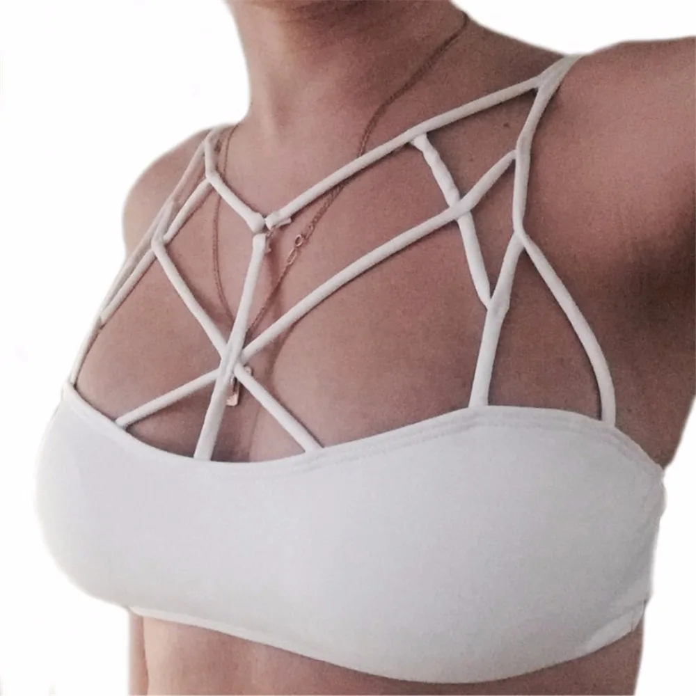 

sexy bra Crop Top 2018 Summer style Fashion Strappy Bra Camis Camisole Sexy Cut Out Bustier Cropped Tops for women Vest T03