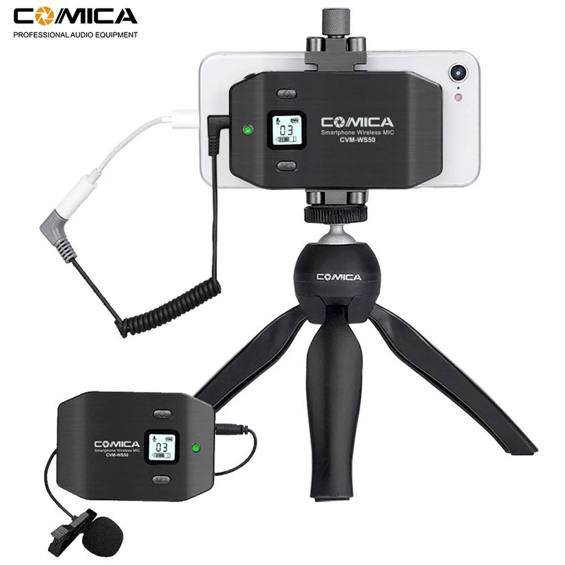 

Comica CVM-WS50C 6 Channels Smartphone Wireless Lavalier Lapel Microphone System for iPhone Samsung Huawei Phones/DSLR Cameras