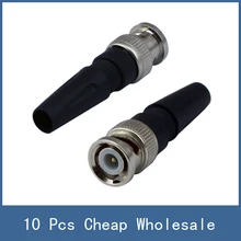 10pcs Wholesale High Quality RG59 BNC male Plug , Pin Solderless Straight Angle Connector for CCTV Camera , Free Shipping