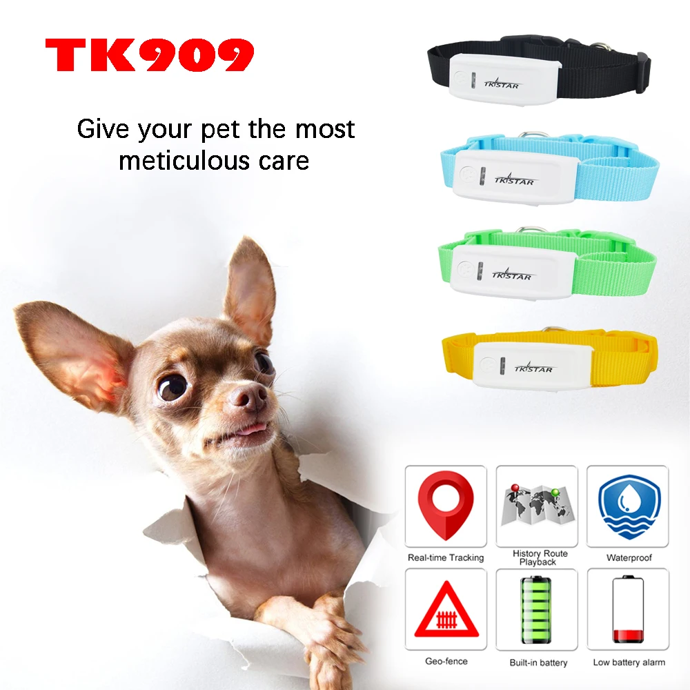 

Best TK909 Pet GPS Tracker Global Mini GPS GPRS GSM Tracker Support Google Maps Link Free APP Realtime Tracking with charger