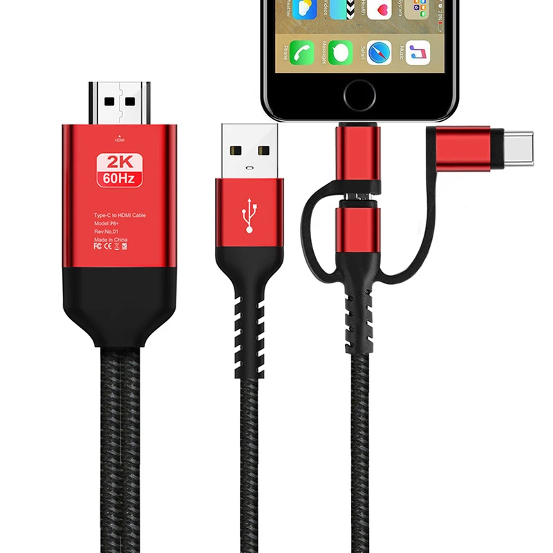 2K 60Hz 1080P HD ТВ дисплей адаптер HDMI кабель для iPhone/iPad iOS Micro usb type C samsung huawei LG Android смартфон к телевизору