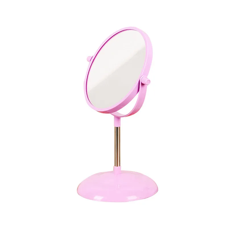 

Girls Makeup Mirror Desk Dual Side High Light Cosmetic Mirrors Plastic Stand 360° Rotation Make Up Mirror espejo de maquillaje