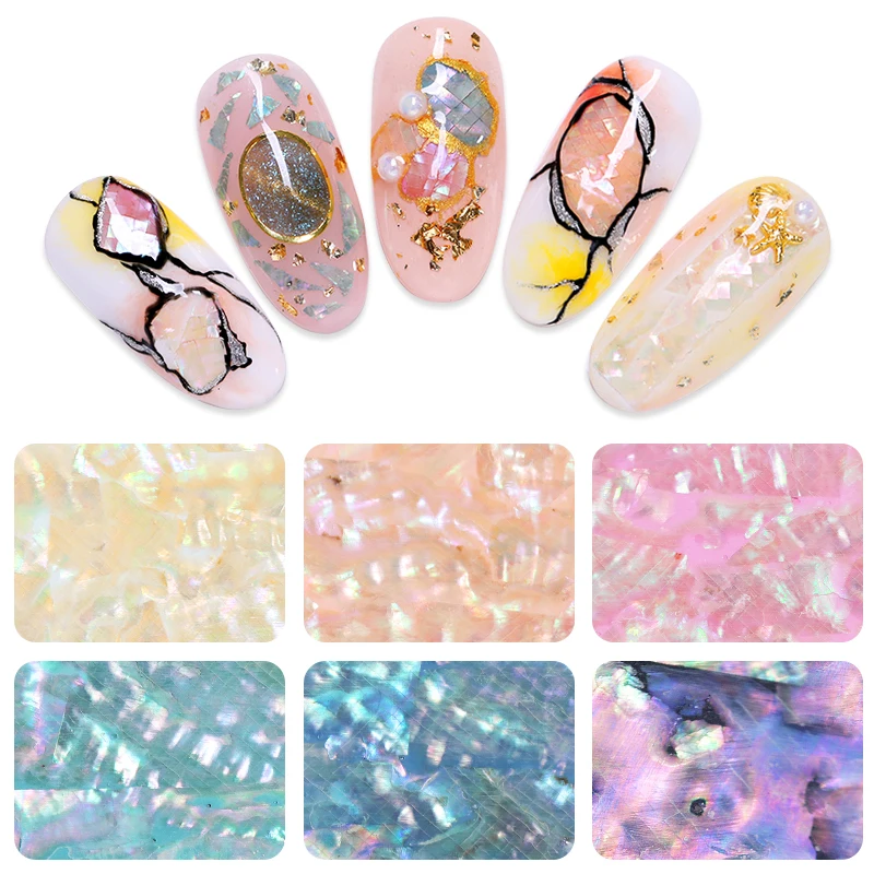 

3D Nail Art Decorations Slice Natural Shell Stickers for DIY Nails Design Decals Stickers Manicure Decoration DIY Design