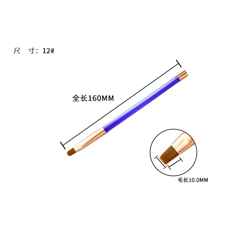 1 шт. DIY домашняя синяя нейлоновая акриловая кисть для ногтей с жидким блеском для красоты кисть для дизайна ногтей инструмент для дизайна ногтей 6#8#10#12 - Цвет: 1PC size 12