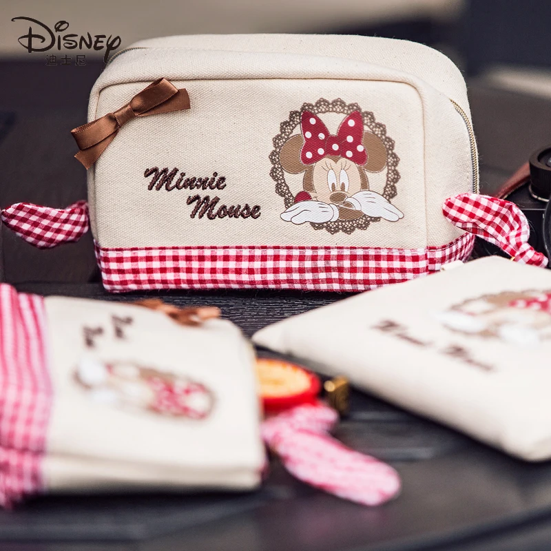 Minnie-sacs en coton pour femmes | Véritable Disney, sacs multifonctions, portefeuille, sac de soins pour bébé, sac de mode de maman pour cadeaux de filles