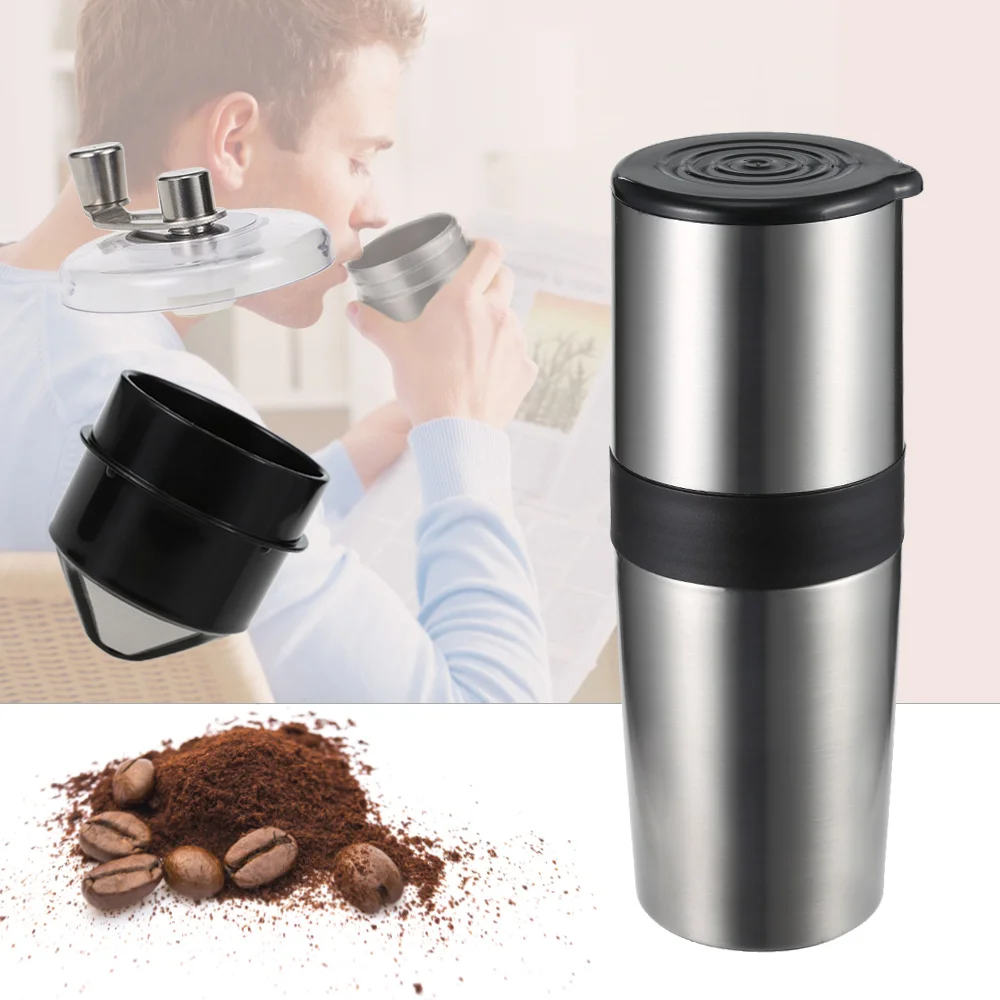 

Multifunctional Manual Coffee Grinder Vacuum Cup All In One Ultra Outdoor Portable Coffee Brewer With Vacuum Sealed Tumbler Cup