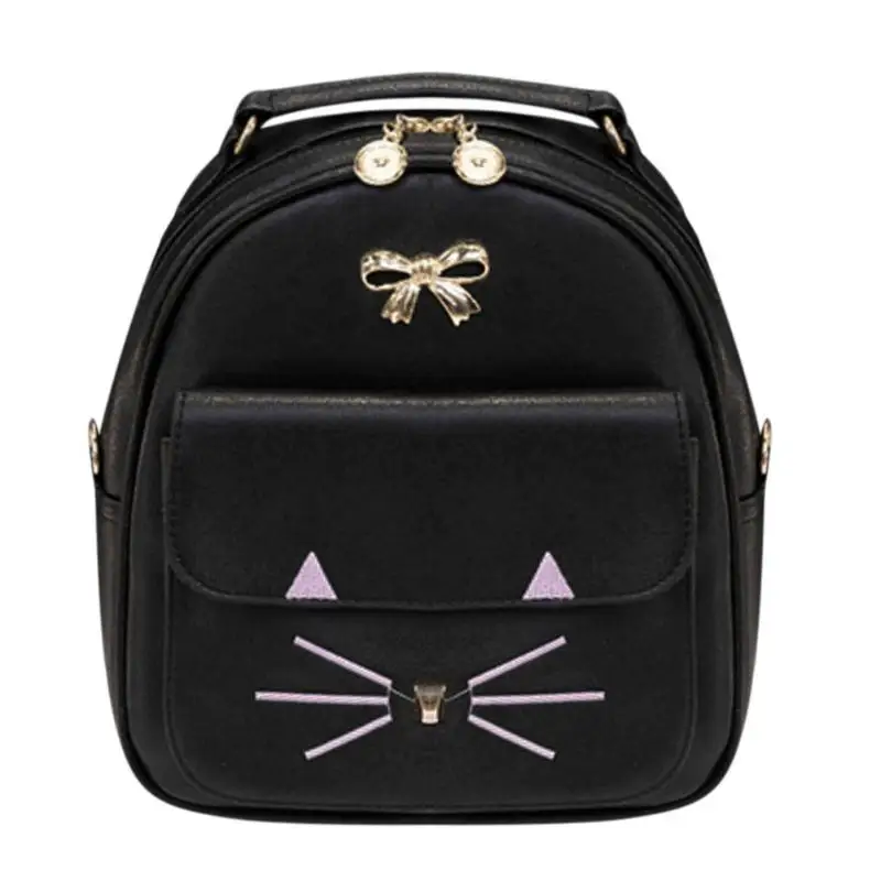 Cute Cat Face Bowknot Women PU Leather Backpacks Casual Mini Shoulder Travel Bag Teenager School Backpack Mochila Feminina Cute Cat Face Bowknot Women PU Leather Backpacks Casual Mini Shoulder Travel Bag Teenager School Backpack Mochila Feminina