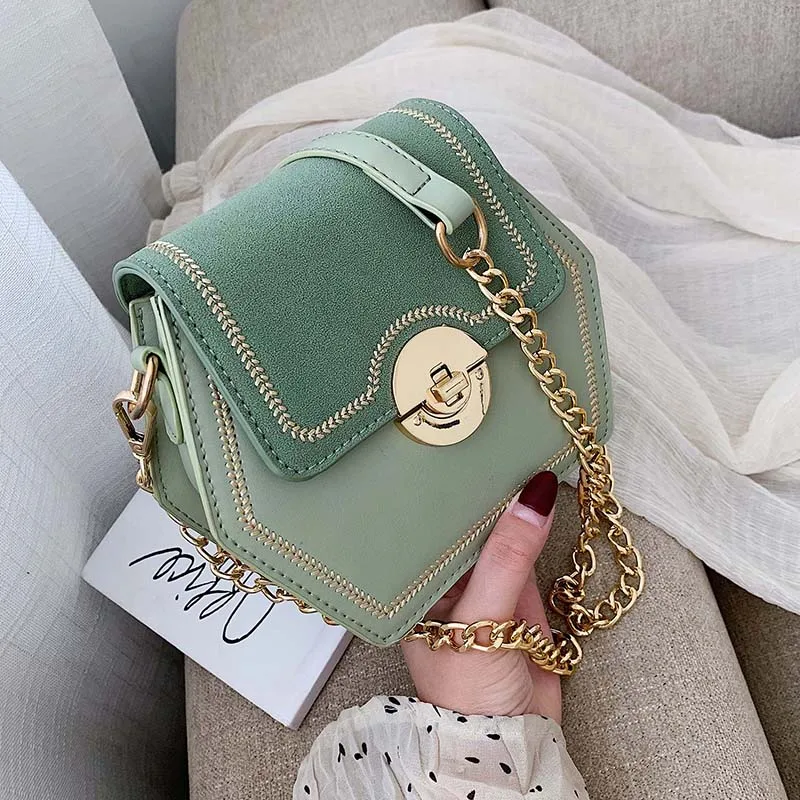 

Hexagonal Scrub Leather Crossbody Bags For Women 2019 Shoulder Messenger Bag Female Small Chain Phone Purses and Handbags