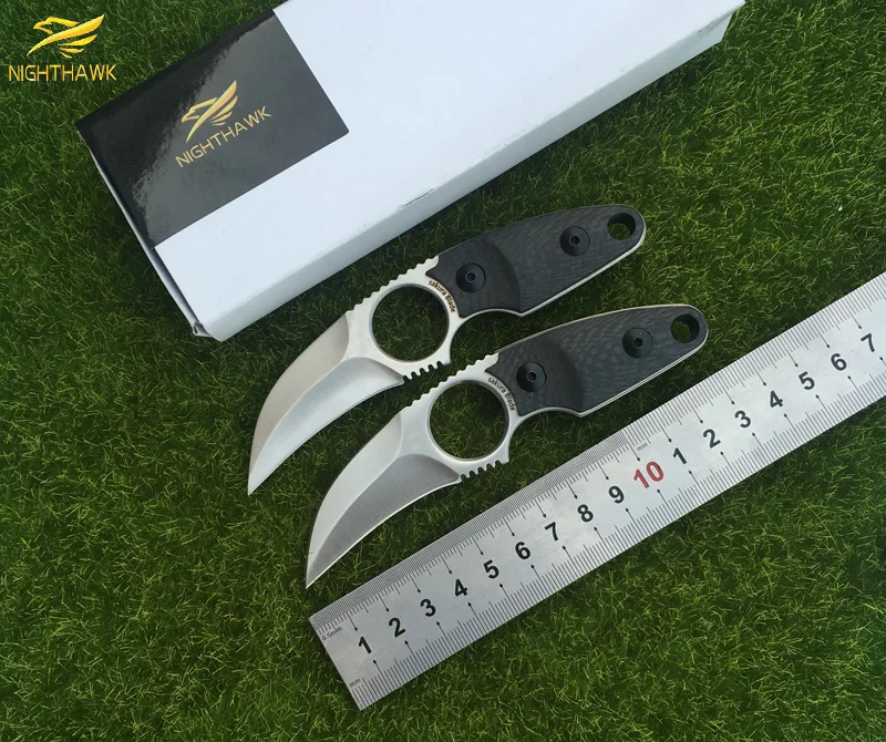 

NIGHTHAWK sakura Fixed Blade Knife, D2 Steel , Carbon fiber Handle Outdoor Hunting Camping Training Survival Knives EDC tool