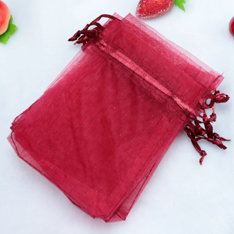 100pcs/lot Dark Red Organza Bags 13x18cm Wedding Jewelry Candy Gifts Packaging Bag Favor Organza