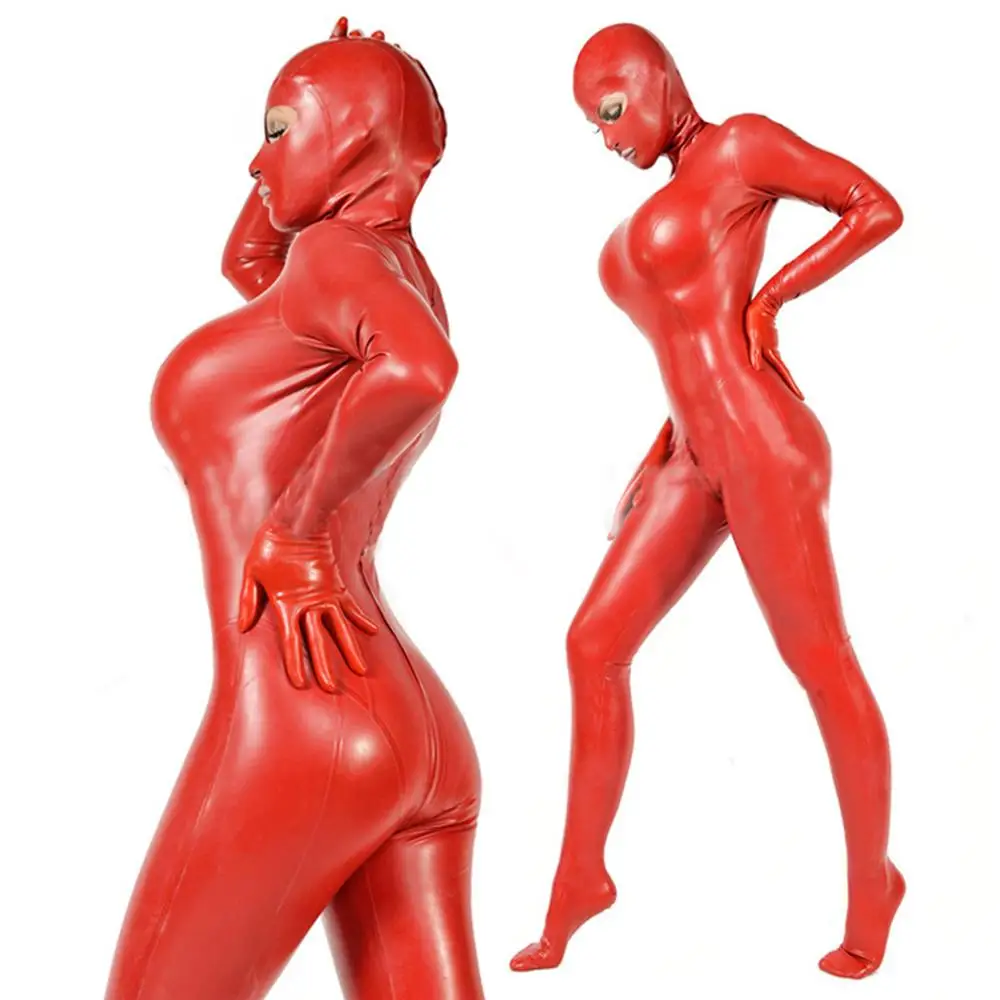 

Rubber Mask Unisex Long Slevees Catsuit With Gloves and Socks Size XXS-XXL