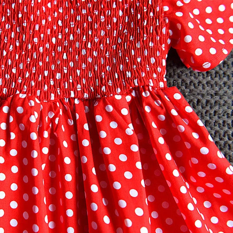 Amya Baby Little Girl Dresses Summer Red Polka Dot Back To School Clothes Casual Girls Dress Children Clothing