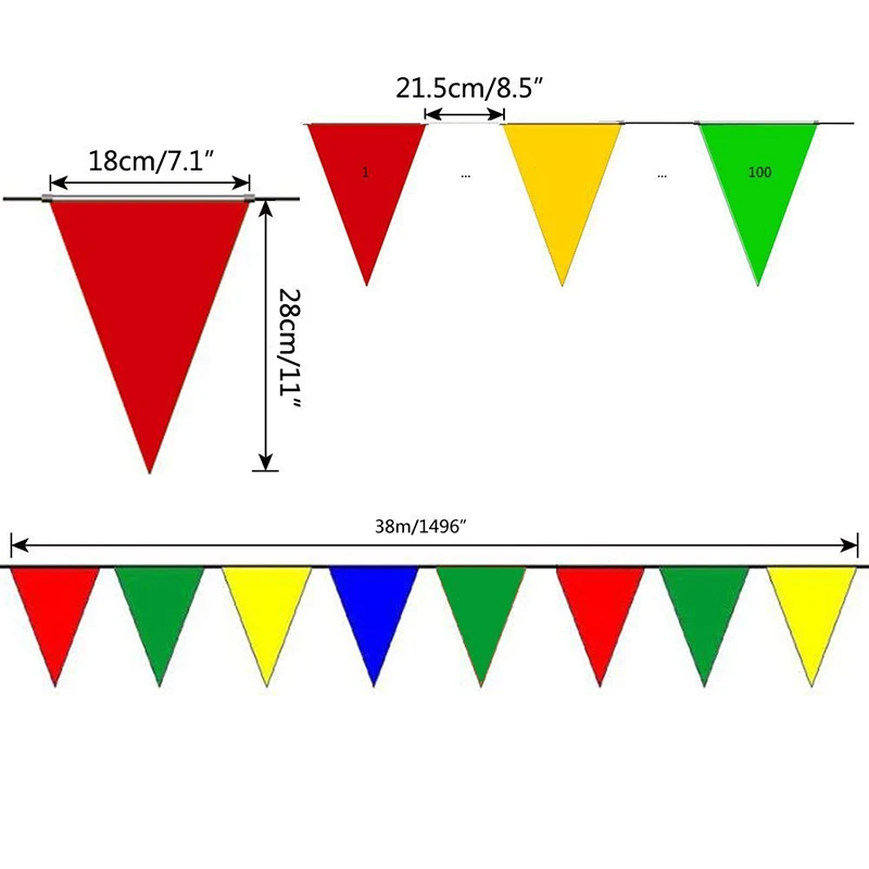 coceca 300pcs colorful flag pennants multi color pennant banner