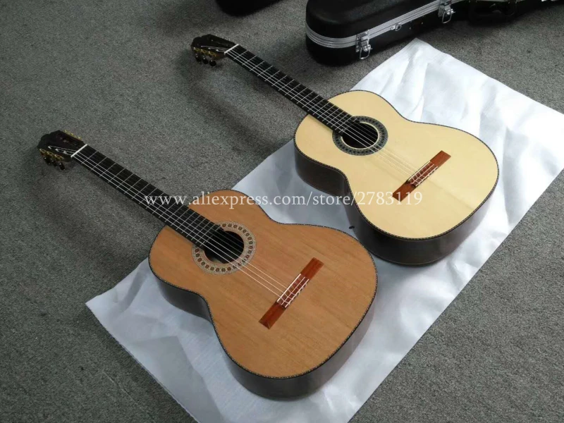 

Professional Handmade 39" Full Solid Acoustic Classical guitar With Spruce Top/Santos Rosewood+Maple Body +Hard Case,Gloss