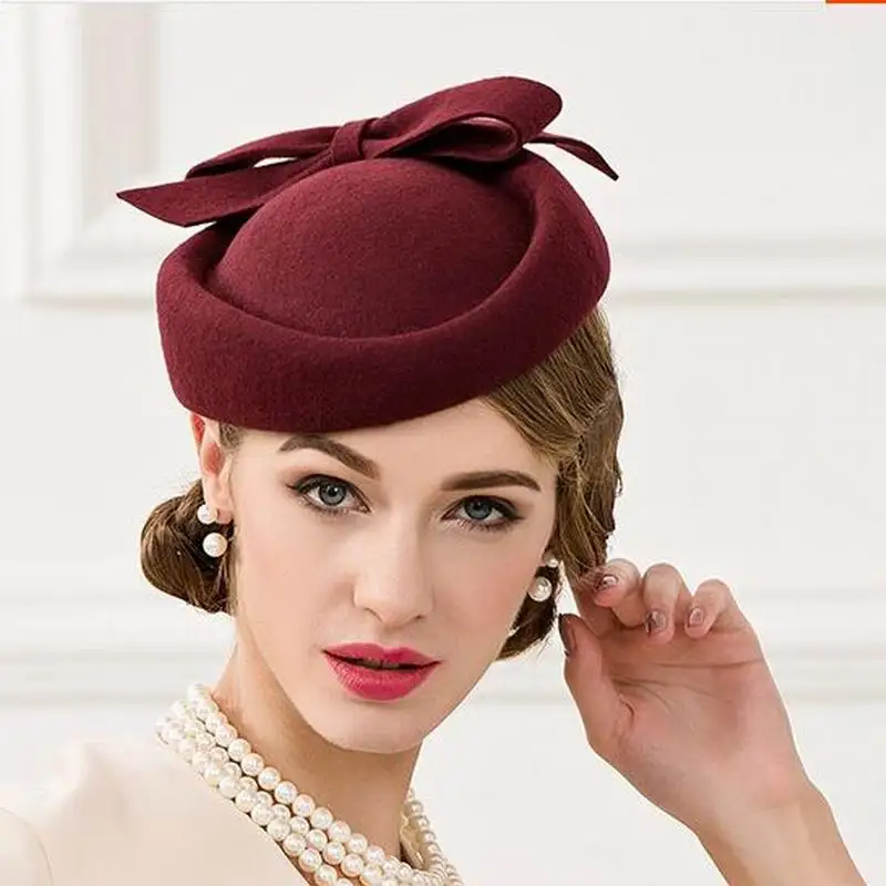 

Women Fedoras Wool Hat New Female Nobles Hat Women Wool Vintage Cap Small British Banquet Cap