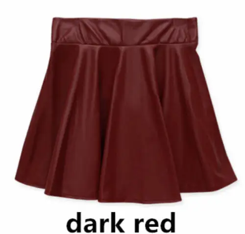 Новые женские винтажные юбки из искусственной кожи эластичная высокая талия расклешенное плиссированное платье с коротким и широким подолом стрейч мини-юбка - Цвет: Бургундия