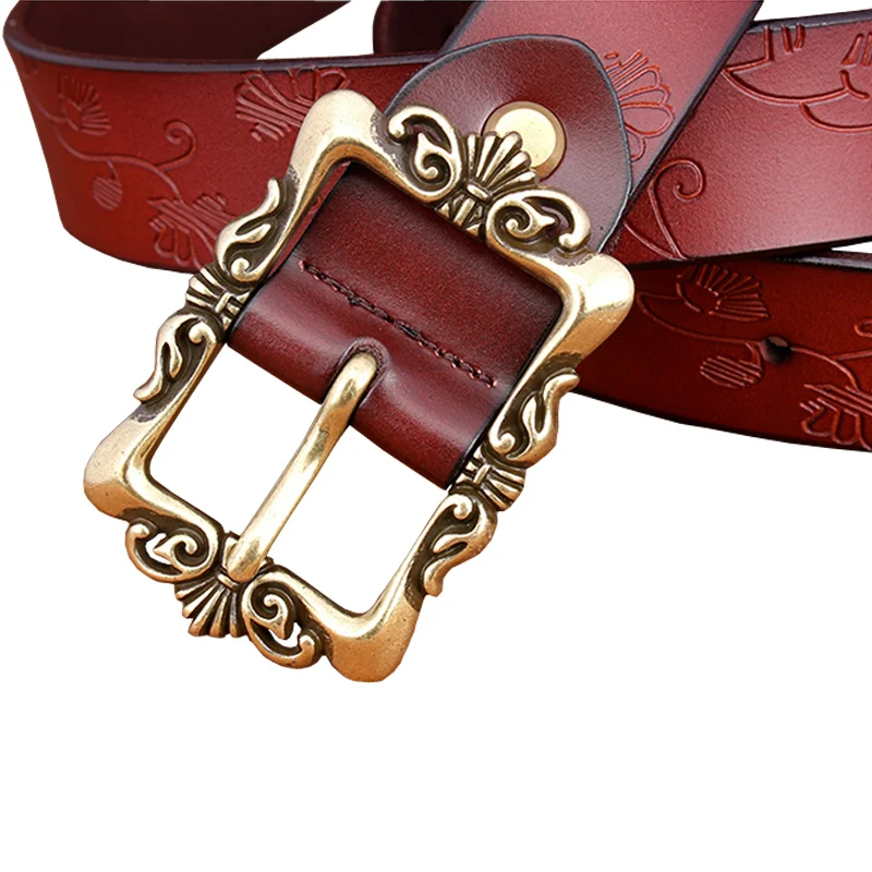 Floral Patern Genuine leather Belt For Women