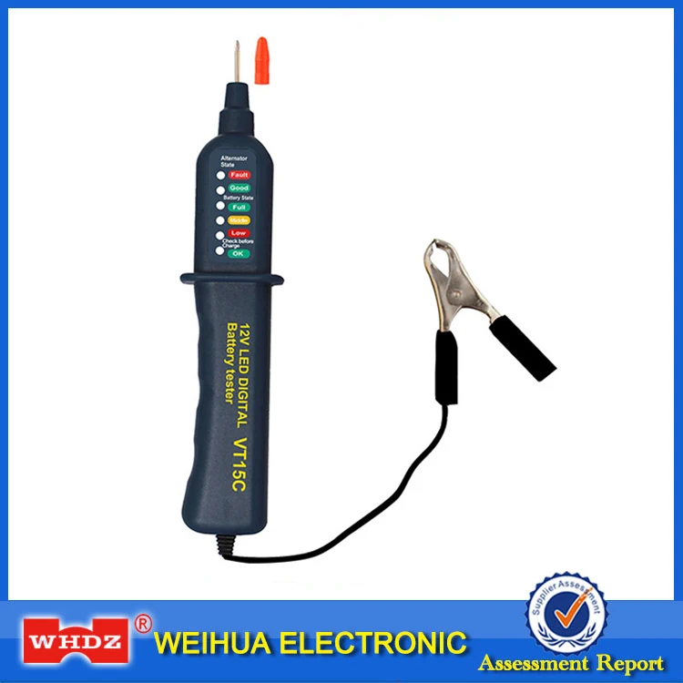 

WHDZ VT15C 12V Car Battery Tester Digital Auto Alternator Analyzer Before Charge Check Diagnostic Tool Voltmeter 6 LED Lights