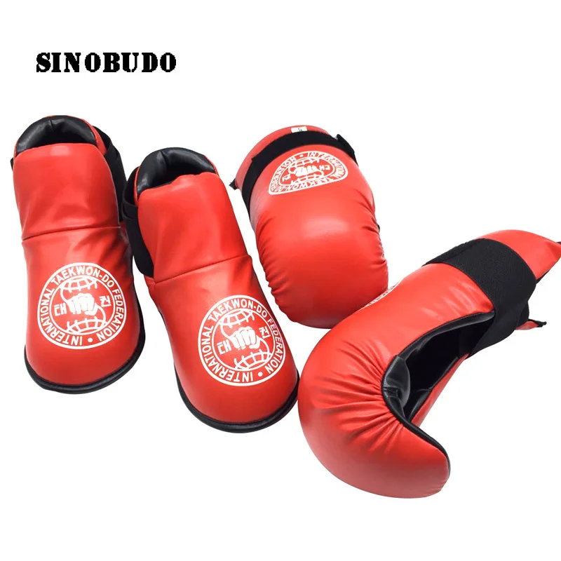 New ITF Taekwondo Foot Ankle Guard Protector Hand Gloves Kickboxing Protector