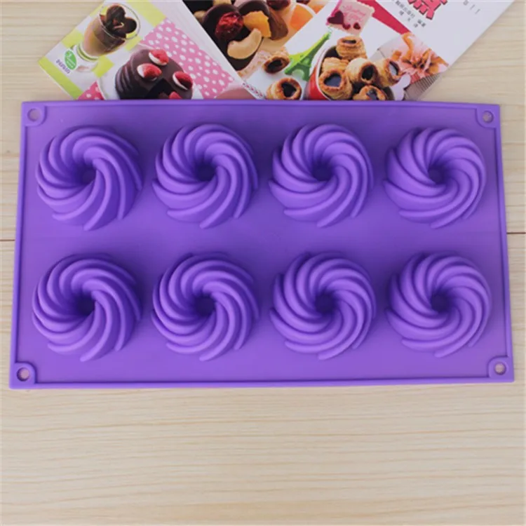 Silicone 8 Cavity Rotary Circles Cake Chocolate Soap Pudding Jelly