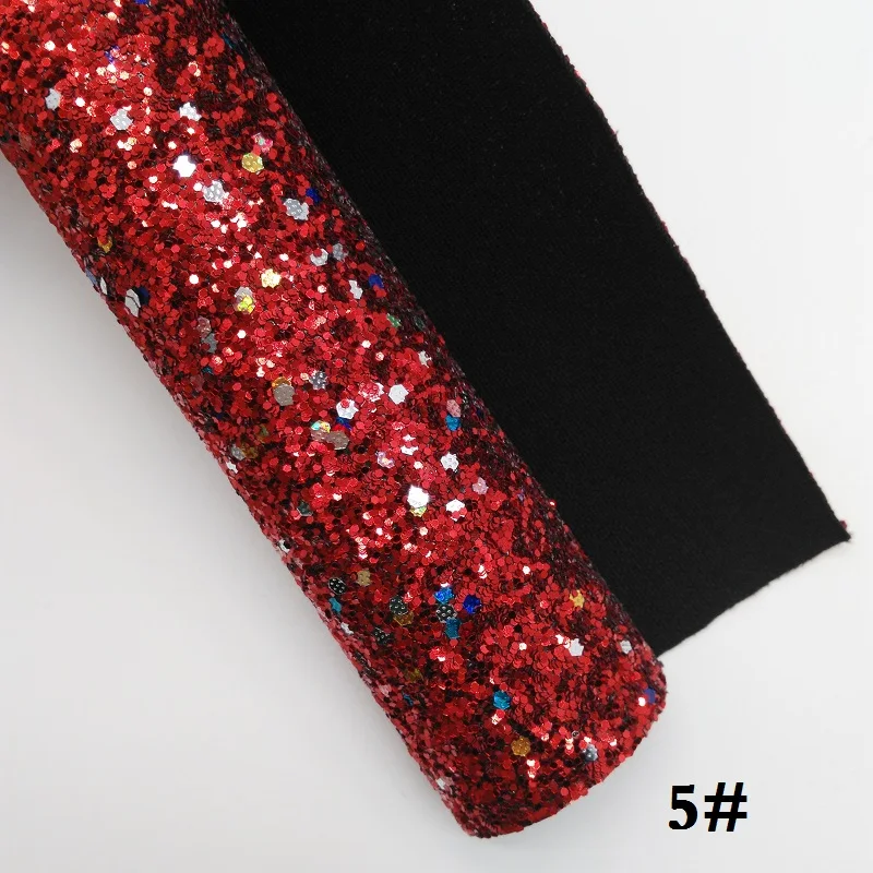 Glitterwishcome 21X29CM A4 Size Christmas Glitter Fabric, Chunky Glitter Leather Fabric Sheets, Glitter Vinyl for Bows, GM444A - Цвет: 5