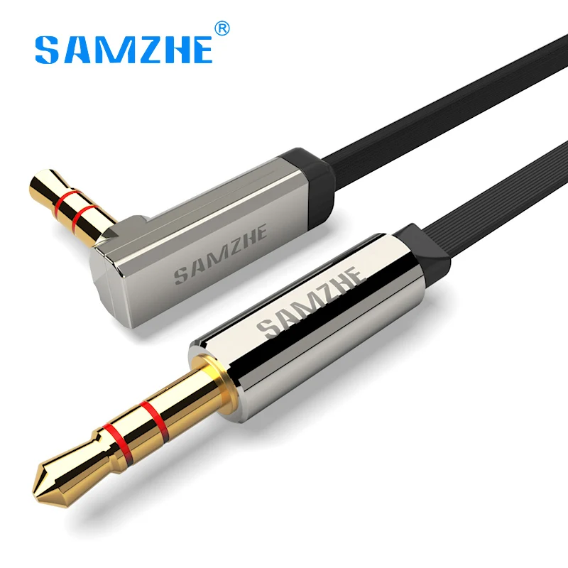 

SAMZHE jack 3.5 mm Flat Aux Cable 90 Degree Right Angle cord male to male Stereo Audio Cable for car phone Headphone Speaker