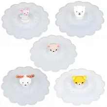 В виде симпатичных животных Прозрачная силиконовая крышка для стакана из герметичность термостойкие герметичные многоразовые, для питья крышкой сильное адсорбируйте способность