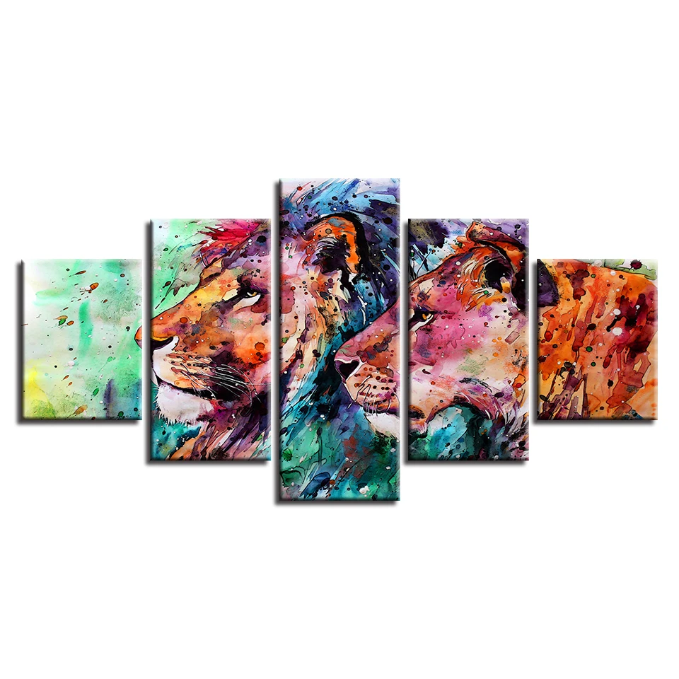 tableau cadre lion coloré