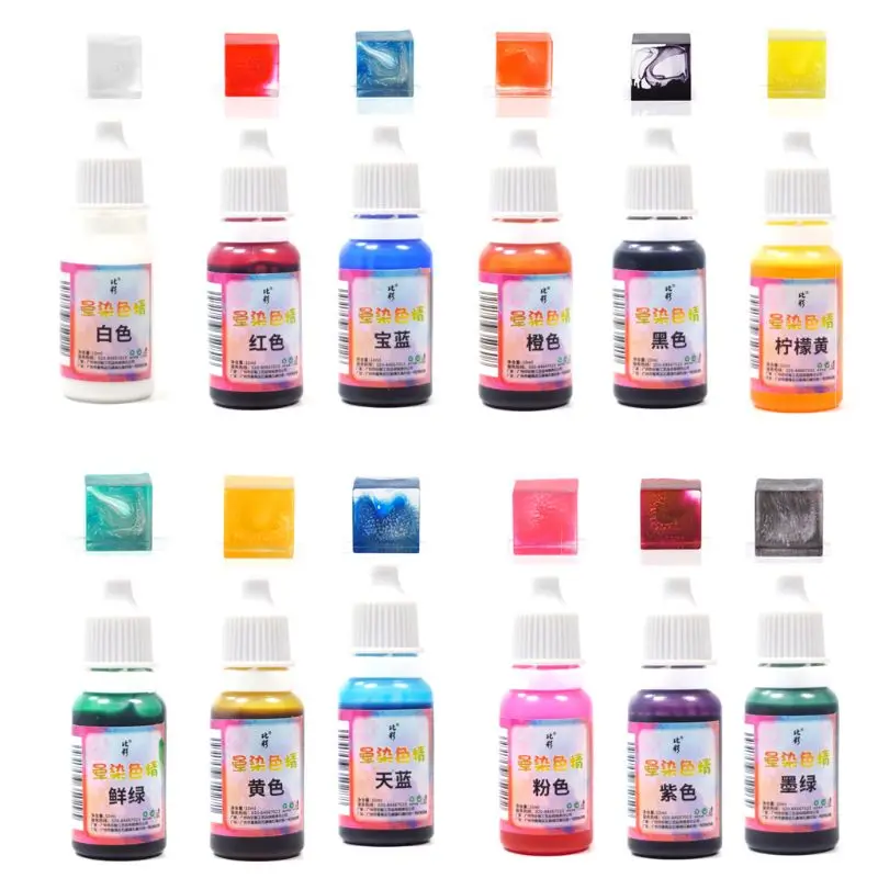 

JAVRICK 1 PC 12 Colors 10ML Art Ink Natural Liquid Pigment Colorant Dye Ink Diffusion UV Epoxy Resin Jewelry Making