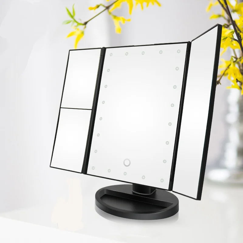 

USB Folding Table LED Portable Lamp Luminous Makeup Mirror Cosmetic Mirror Adjustable Tabletop Countertop Light Makeup Mirror