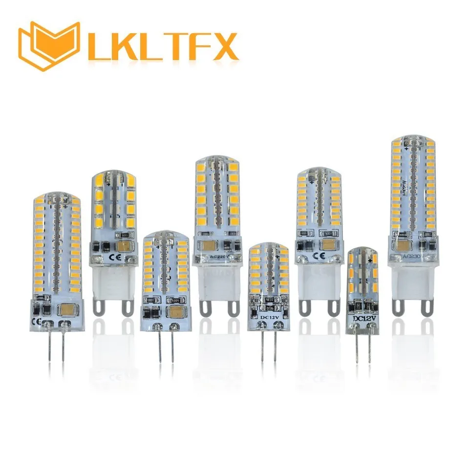 LKLTFX лампада СИД G9 220V лампа 1W 2W 3W SMD 2835 3014 кристальная силиконовая свеча G4 свет