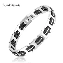 Роскошный модный браслет из нержавеющей стали для мужчин, ювелирные изделия из черной стали, аксессуары для женщин