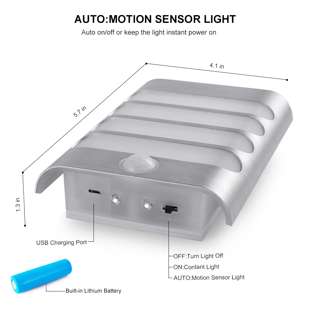  USB Rechargeable Night Light with Motion Sensor Internal 18650 LED Wireless Wall Lamps Night Auto f - 32827747563
