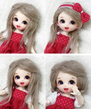

BJD Doll Fur Wig for 1/8 1/12 BJD doll XAGA AE PUKIFEE LATI coffee long fur wigs