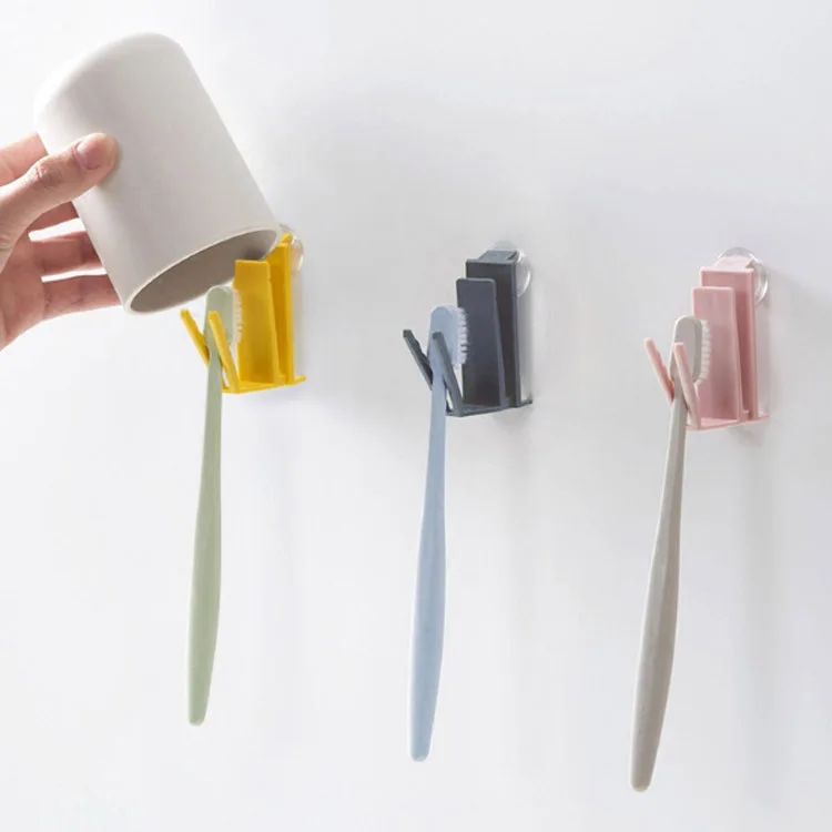 European Style Cute Simple Toothbrush Holder Wall Suction Hook Tooth Brush Holder Home Decor For