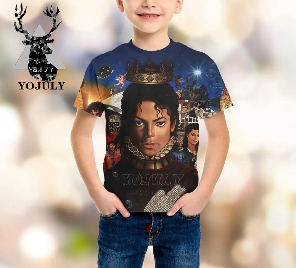 

YOJULY Michael Jackson Musician Baby boys girls teens 3D print kids clothes children tshirt hot sela Fashion Modis top tees A179