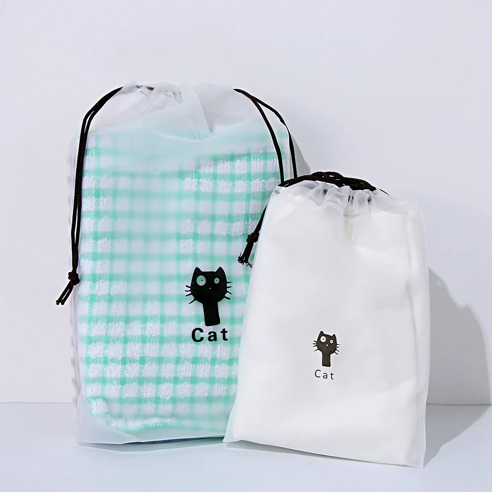 

5 Pcs Cute Cat Transparent Cosmetic Bag Women Travel Makeup Case Drawstring Make Up Bath Organizer Toiletry Wash Beaut Kit S L